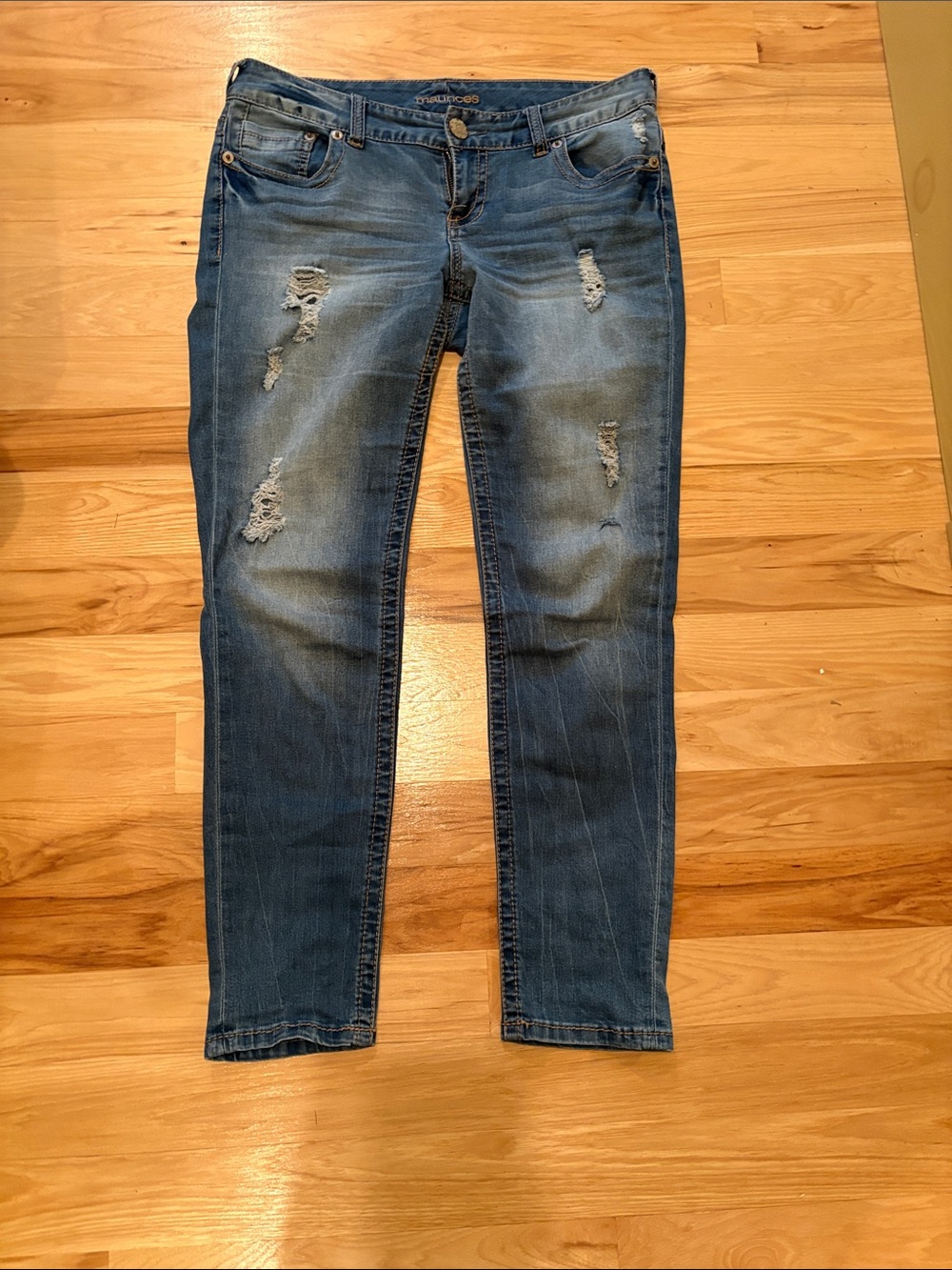 Maurices Skinny Distressed Jeans in Medium Blue
